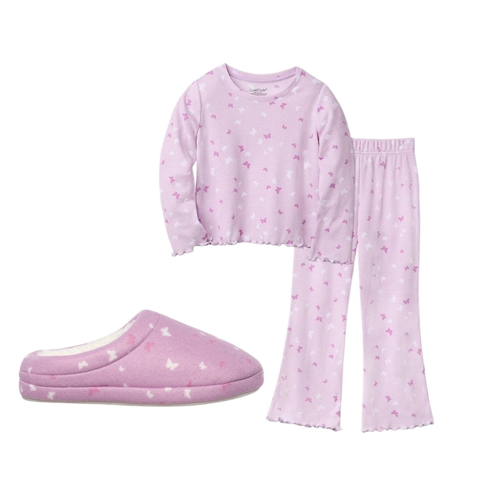 Cuddl Duds Butterfly slippers and pajama Set